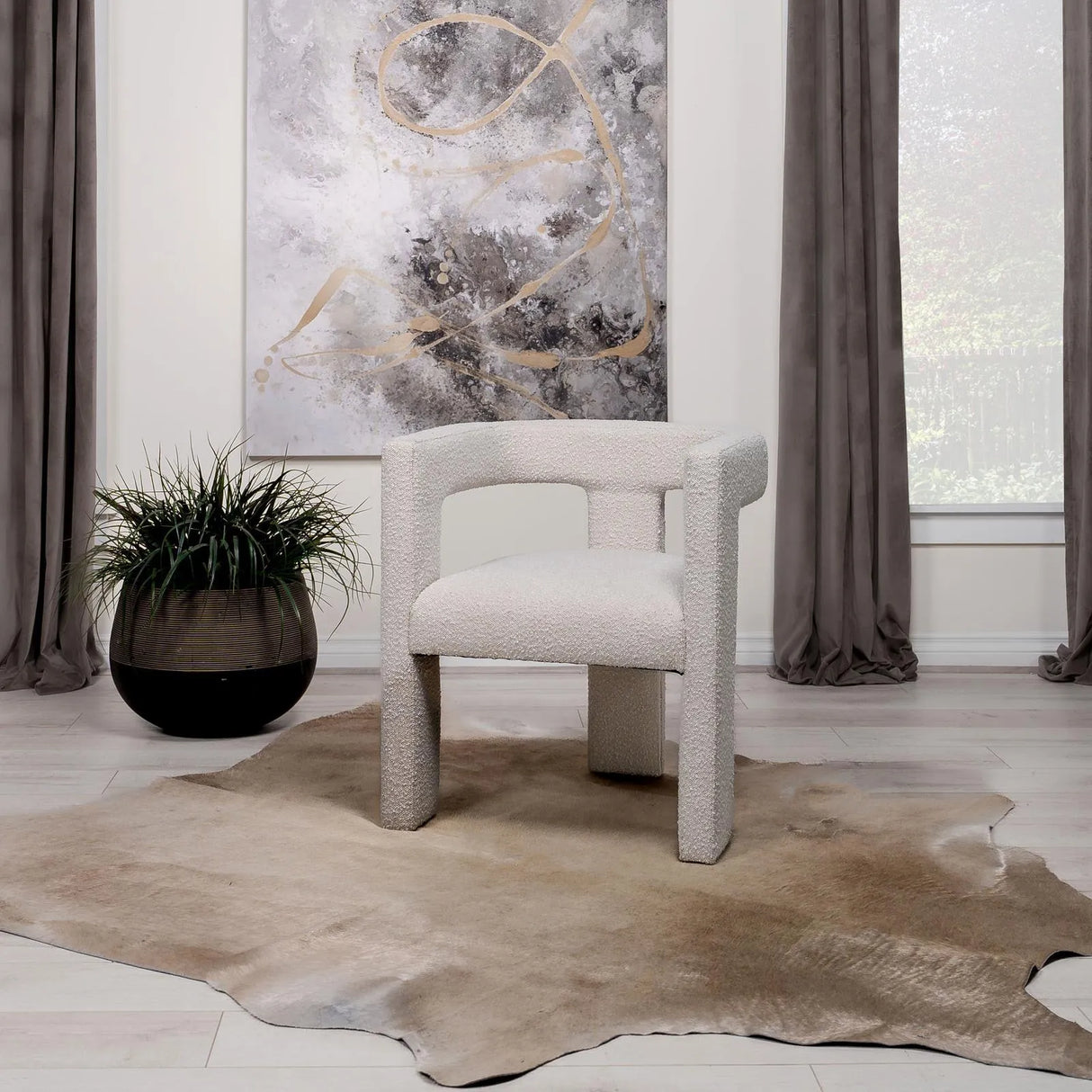 Petra White Boucle Upholstered Accent Side Chair by Coaster at Eve Furniture