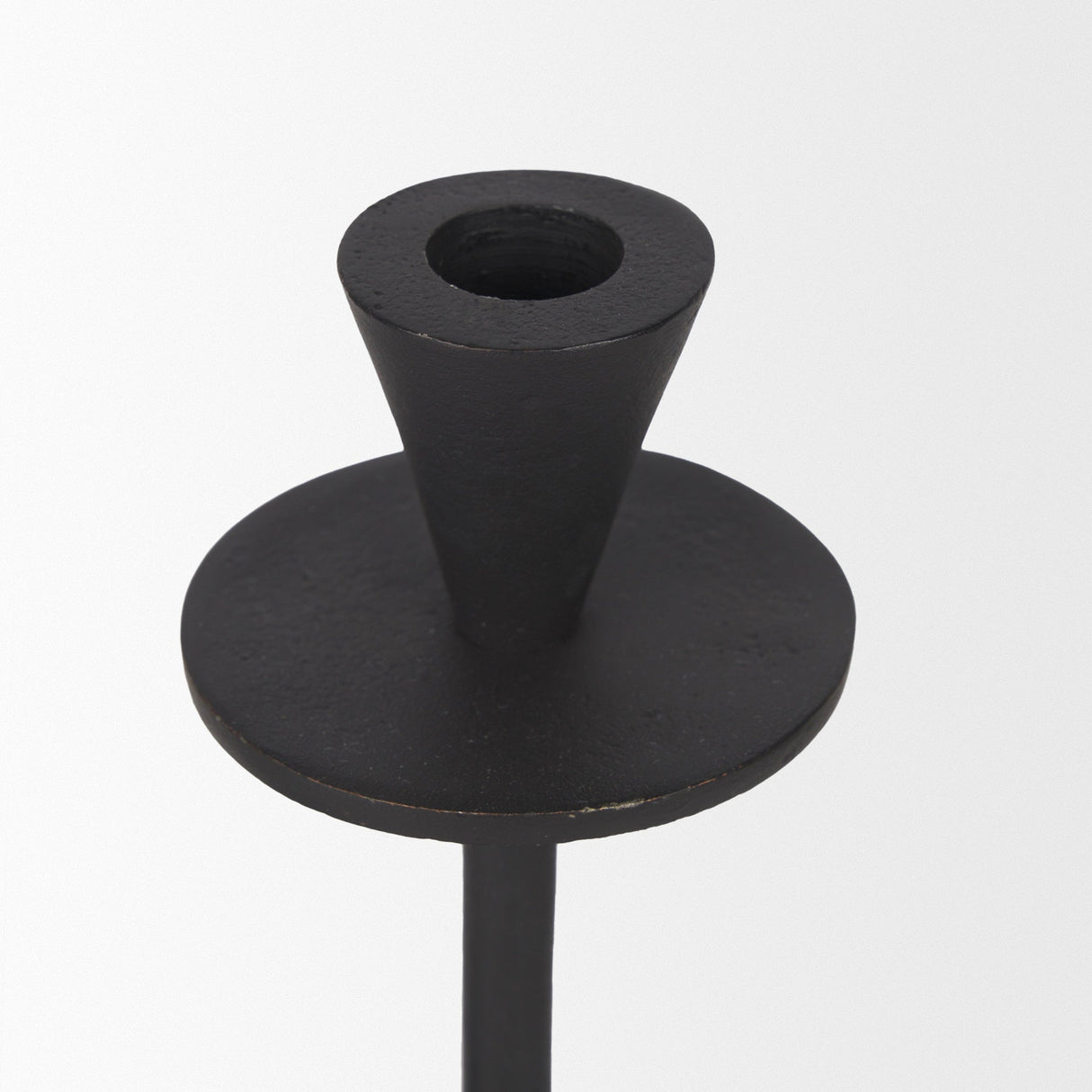 Petria Matte Black Textured Metal Taper Candle Holders by Mercana at Eve Furniture