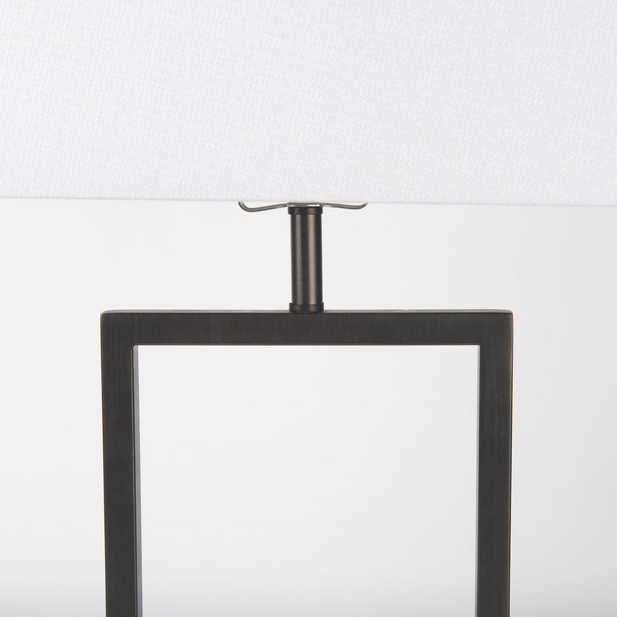 Peyton 14.0L x 9.0W x 26.2H Black Metal W/Marble Cube and White Shade Table Lamp by Mercana at Eve Furniture