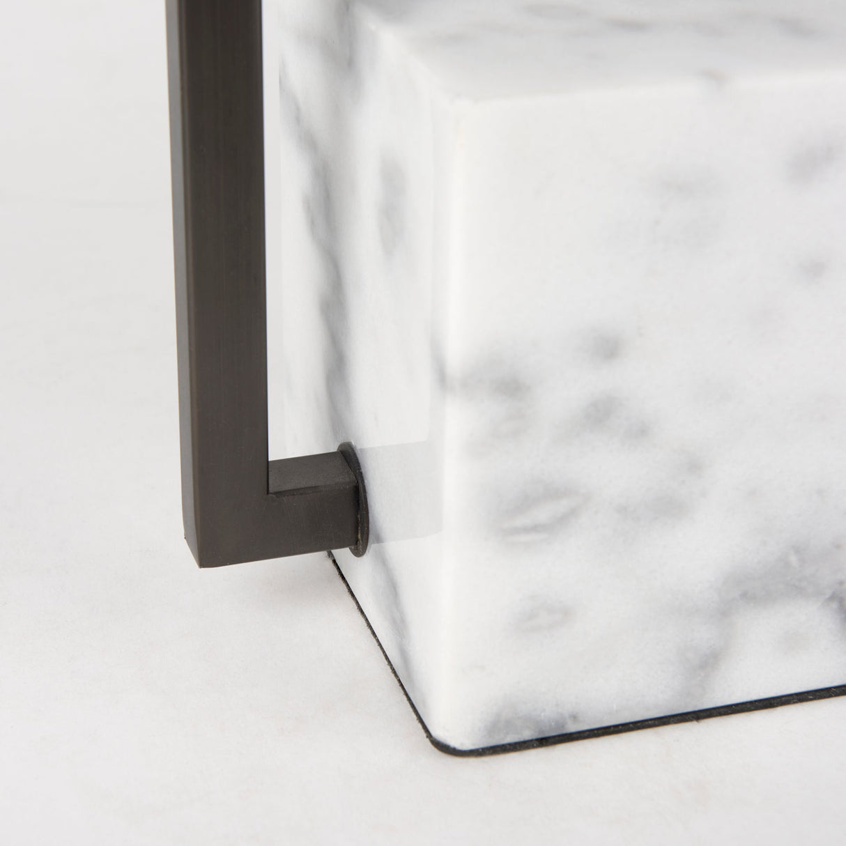 Peyton 14.0L x 9.0W x 26.2H Black Metal W/Marble Cube and White Shade Table Lamp by Mercana at Eve Furniture