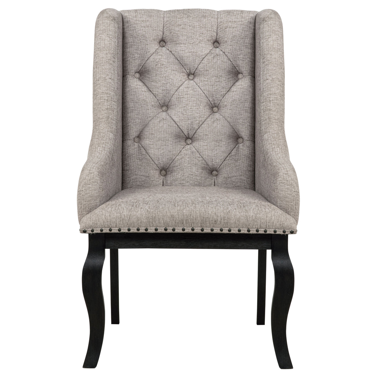 Phelps Tan Distressed Noir Upholstered Dining Arm Chair (Set of 2) by Coaster at Eve Furniture