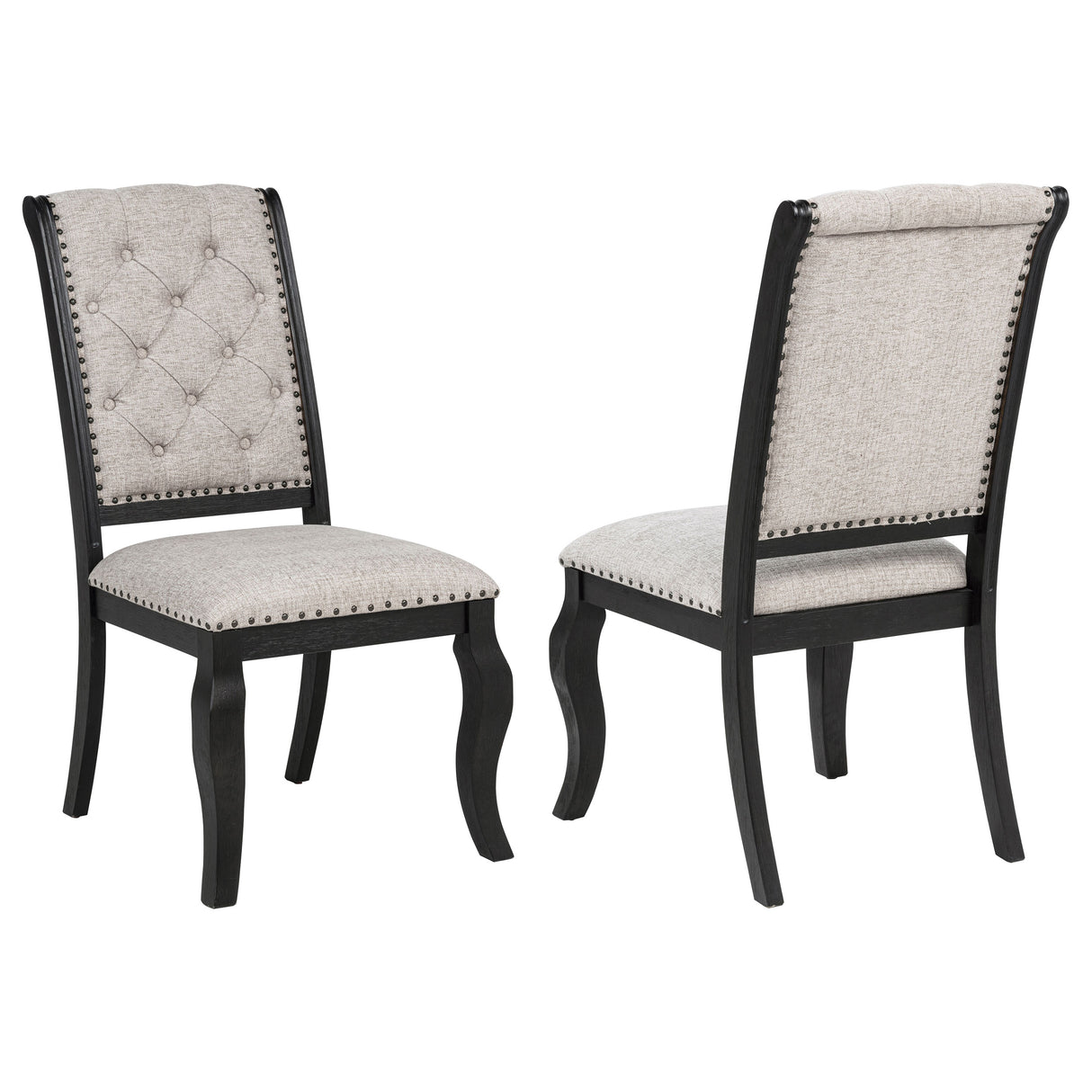 Phelps Tan Distressed Noir Upholstered Dining Side Chair (Set of 2) by Coaster at Eve Furniture
