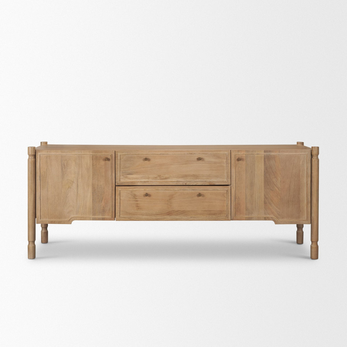 Phil Light Brown Wood 2 Door 1 Drawer w/ Pull Down Media Console by Mercana at Eve Furniture