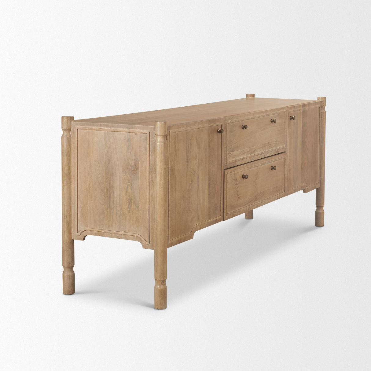 Phil Light Brown Wood 2 Door 1 Drawer w/ Pull Down Media Console by Mercana at Eve Furniture