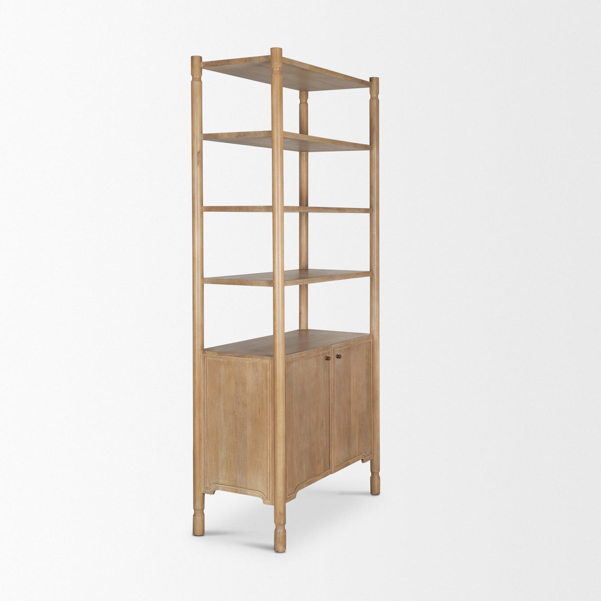 Phil Light Brown Wood 2 Door 3 Shelves Open Shelving Unit by Mercana at Eve Furniture