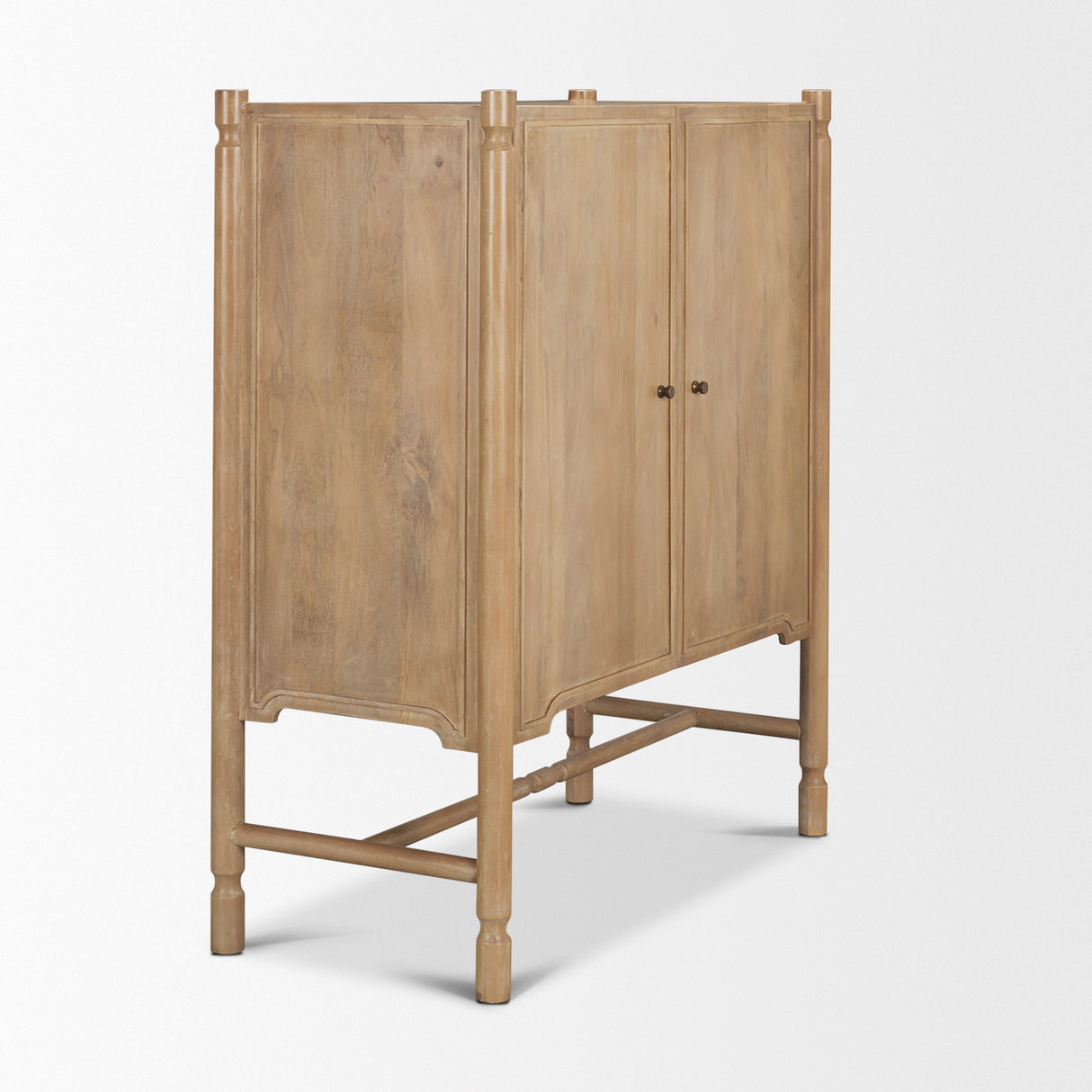 Phil Light Brown Wood 2 Door Bar Cabinet by Mercana at Eve Furniture