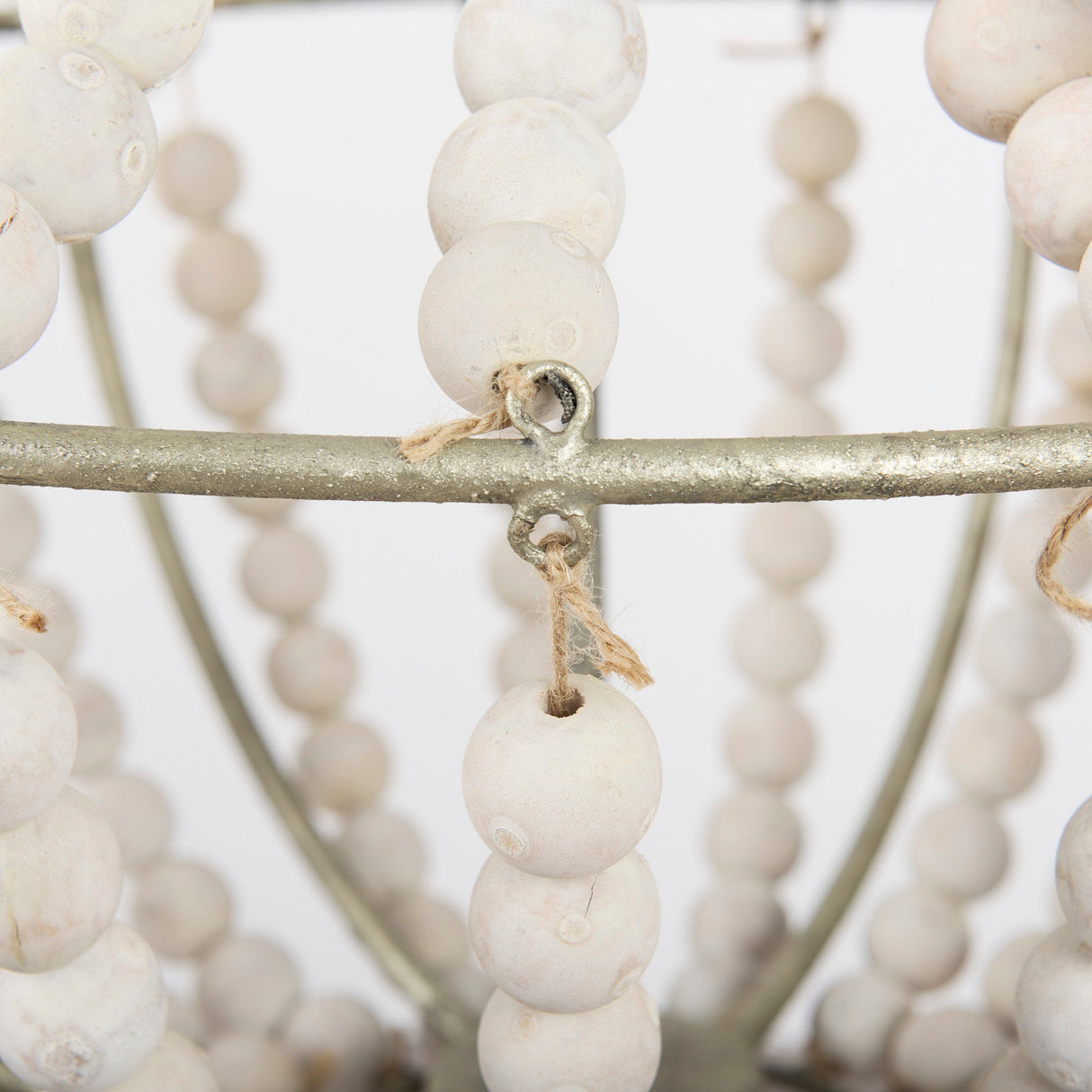 Phillum Silver Metal Chassis and White Wood Beaded Six Bulb Chandelier by Mercana at Eve Furniture
