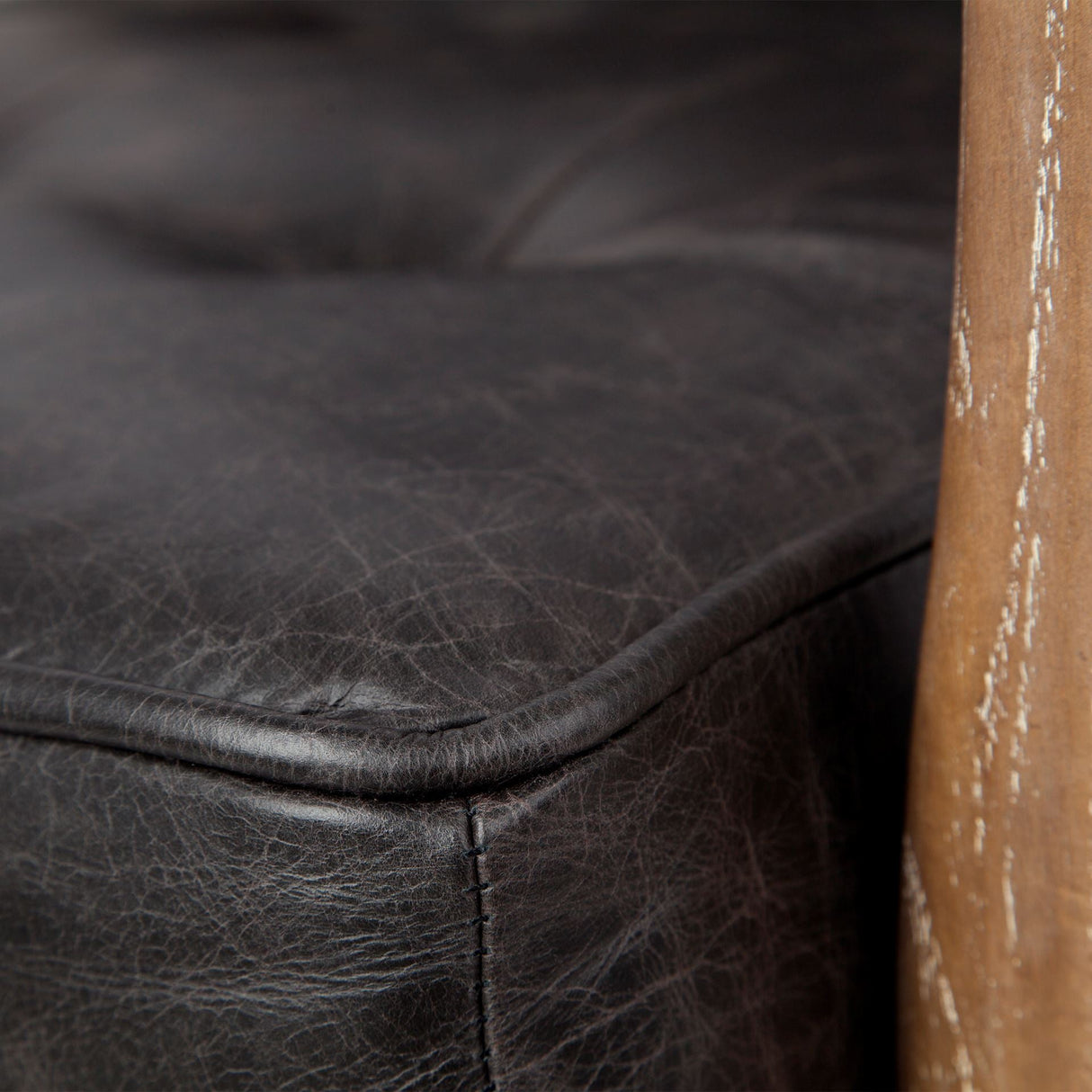 Phineas Black Leather W/ Brown Wooden Frame Accent Chair by Mercana at Eve Furniture
