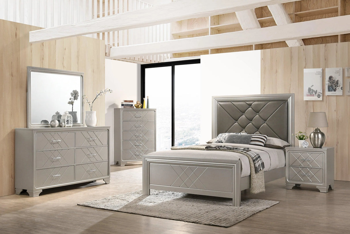 Phoebe Champagne Silver Bedroom Mirror (Mirror Only) by Crown Mark at Eve Furniture