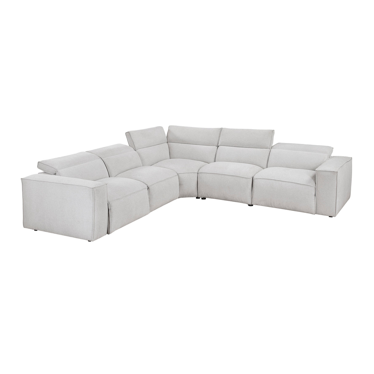 Phoebe Light Gray 5-Piece Modular Power Reclining Sectional by Homelegance at Eve Furniture