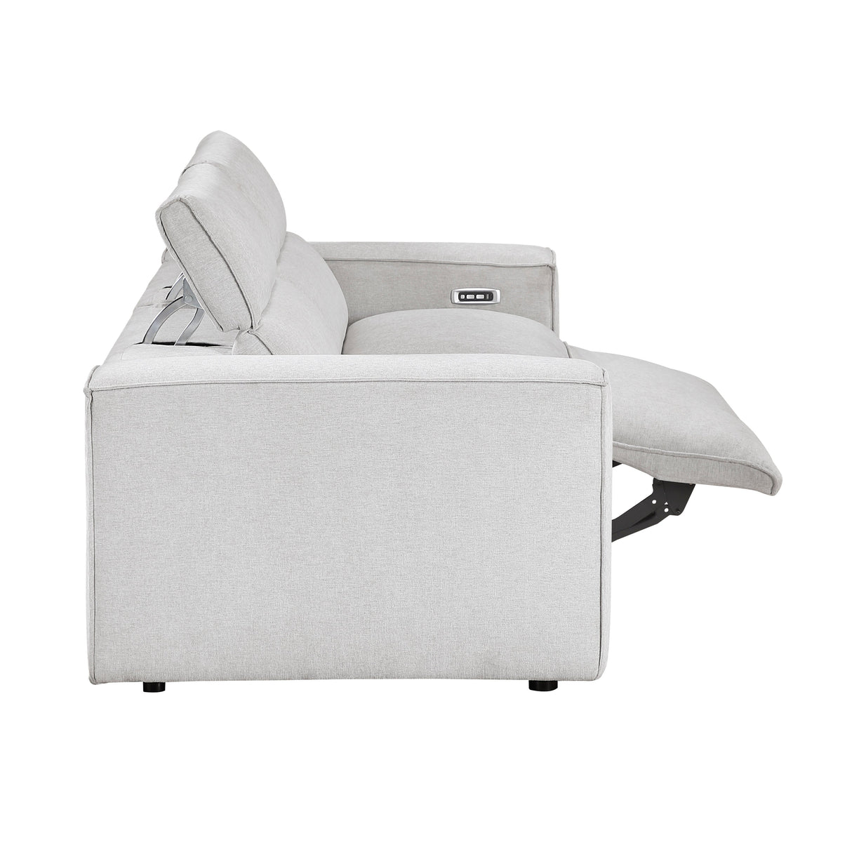 Phoebe Light Gray Power Double Reclining Loveseat with Power Headrests by Homelegance at Eve Furniture