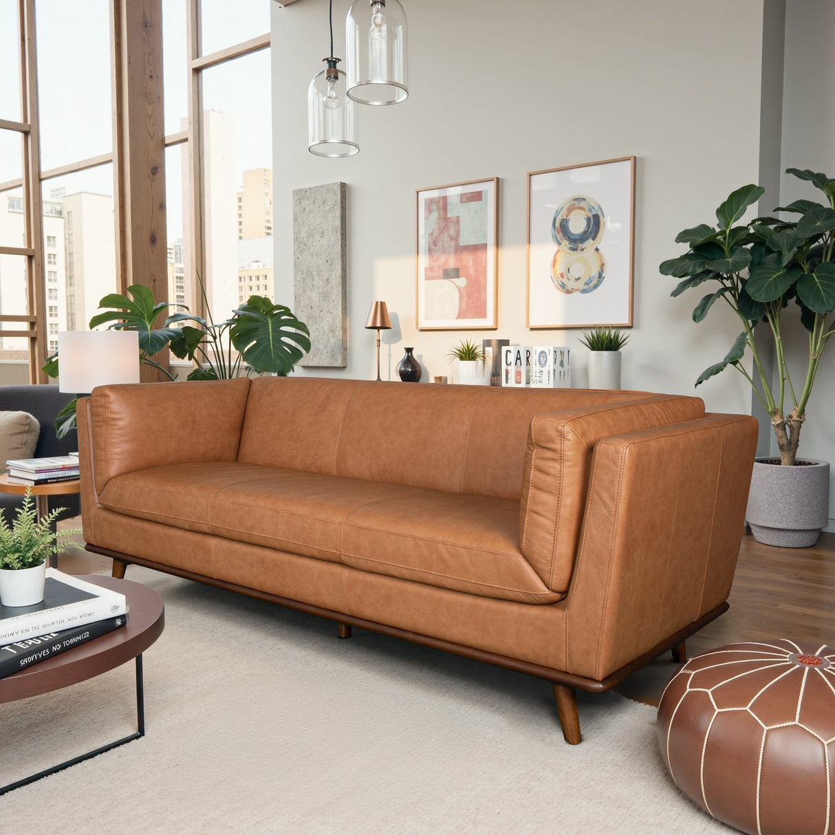 Phoenix Cognac Leather Sofa by Ashcroft Furniture at Eve Furniture