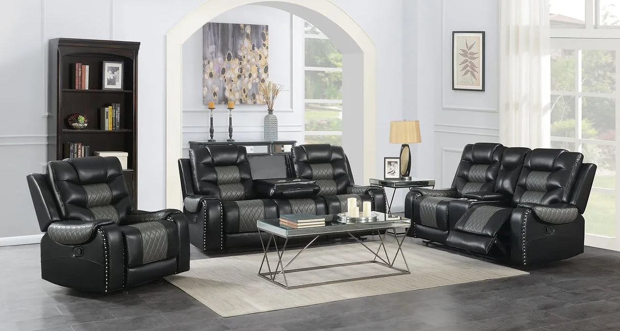Phoenix II Black Reclining Living Room Set by New Era Innovations at Eve Furniture