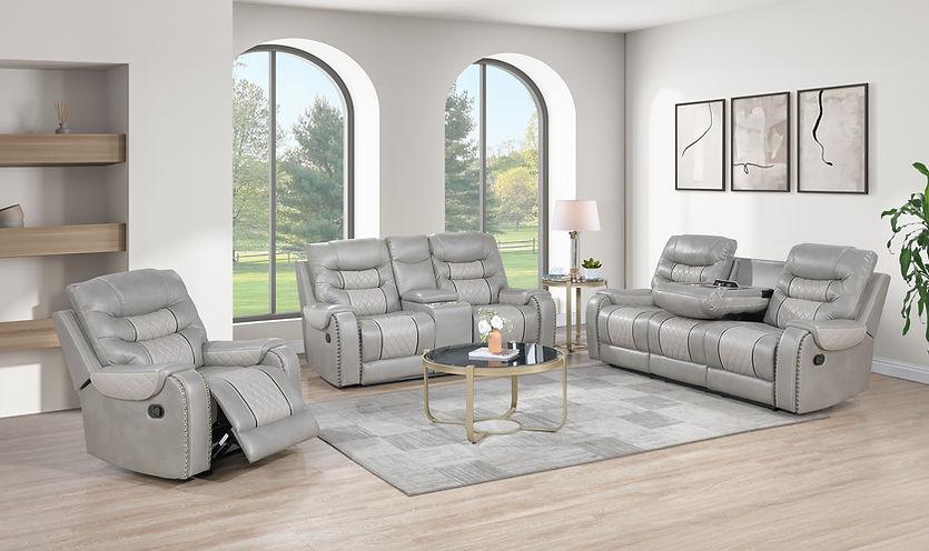 Phoenix II Grey Reclining Living Room Set by New Era Innovations at Eve Furniture