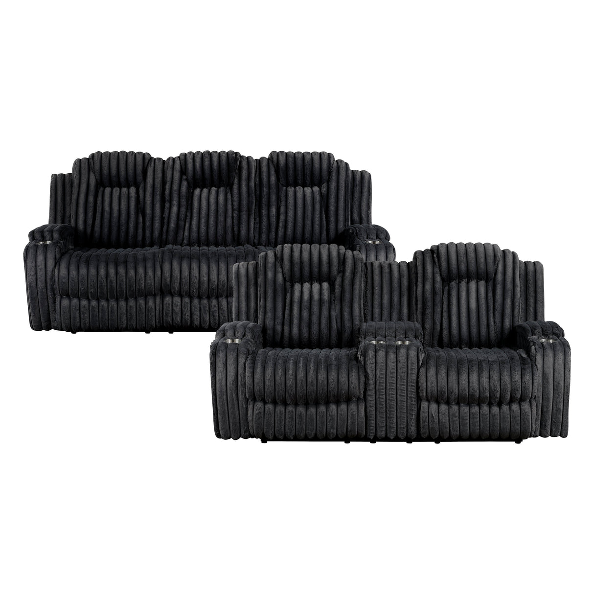 Phyllis Black Corduroy 2-Piece Reclining Living Room Set by Homelegance at Eve Furniture