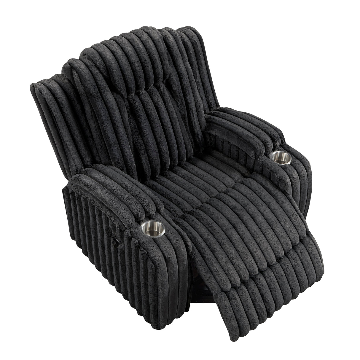 Phyllis Black Corduroy Reclining Chair with Cup Holders by Homelegance at Eve Furniture