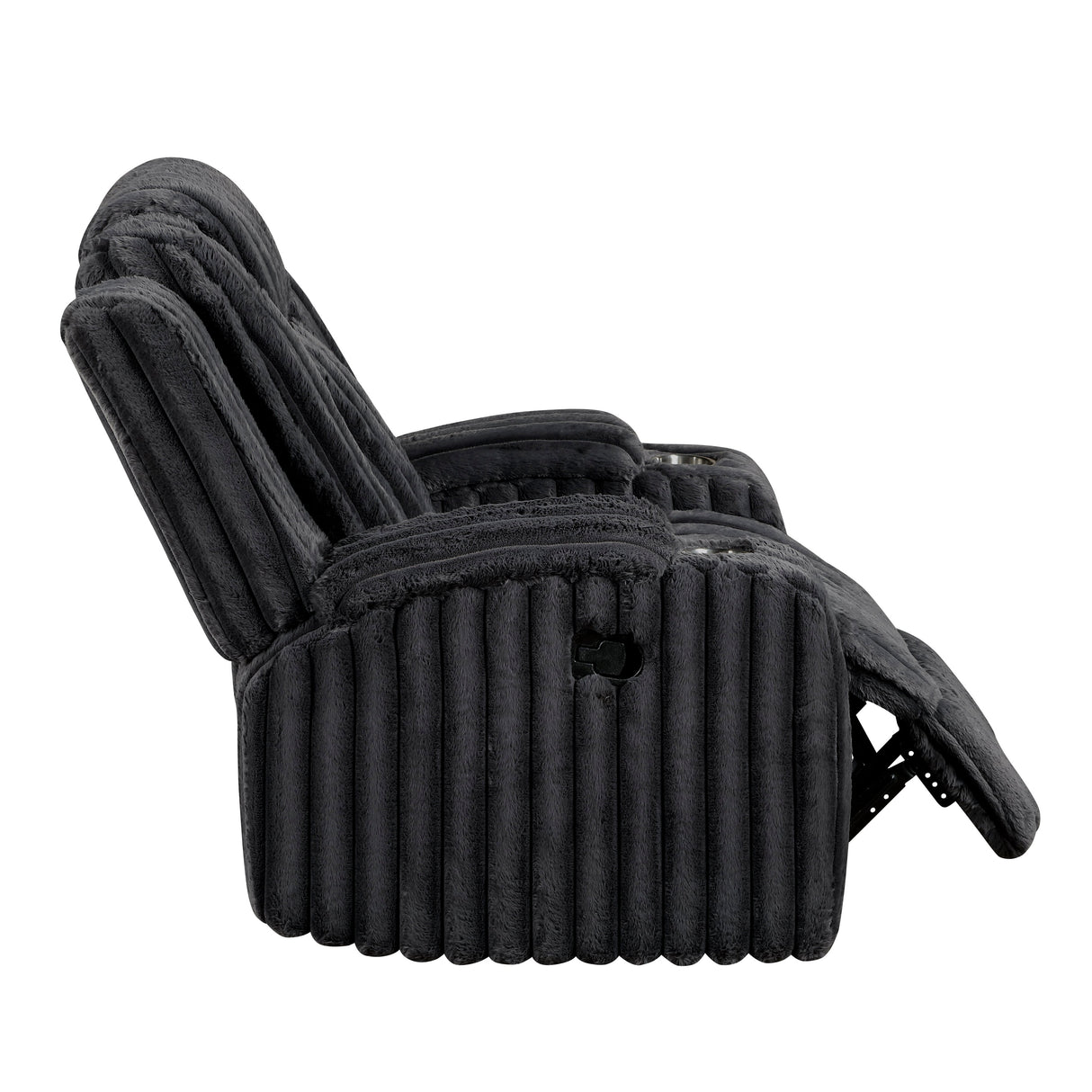 Phyllis Black Corduroy Reclining Chair with Cup Holders by Homelegance at Eve Furniture