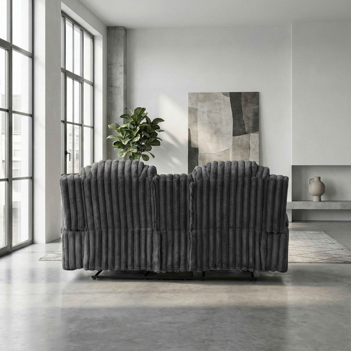 Phyllis Dark Gray Double Reclining Loveseat with Center Console by Homelegance at Eve Furniture