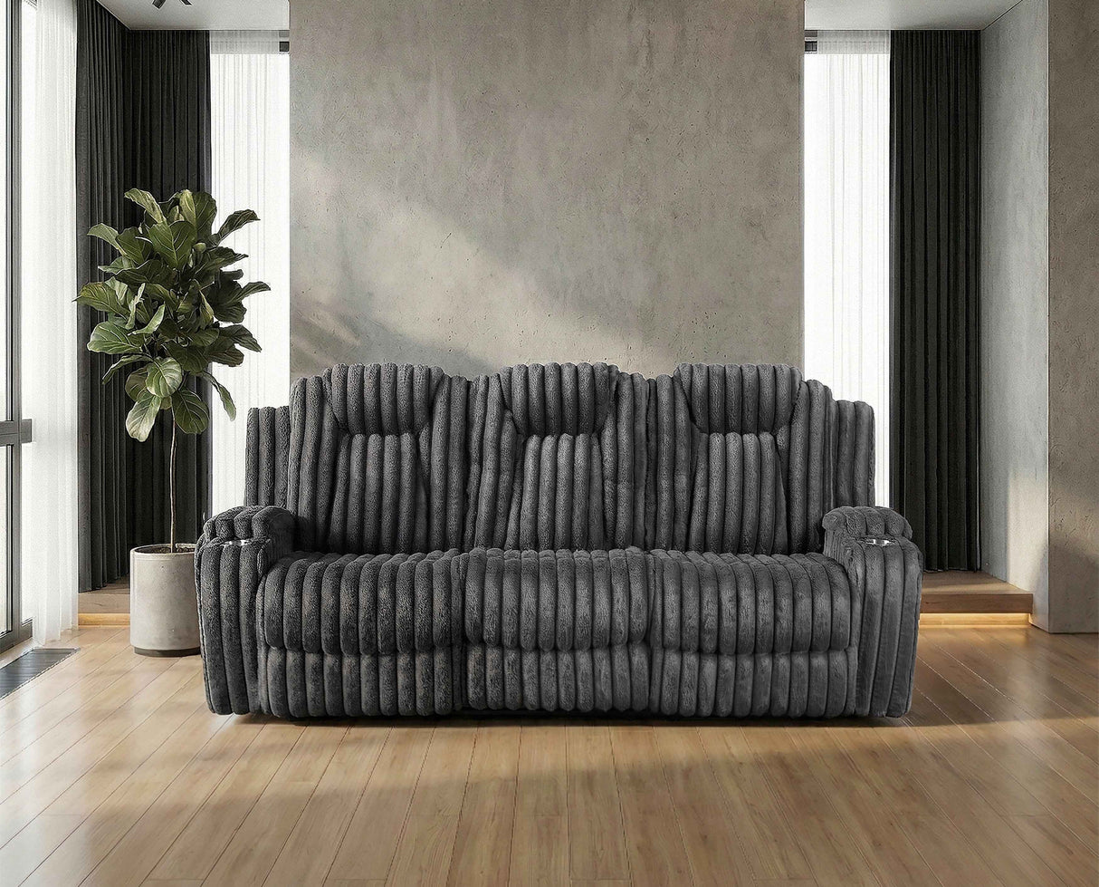 Phyllis Dark Gray Double Reclining Sofa by Homelegance at Eve Furniture