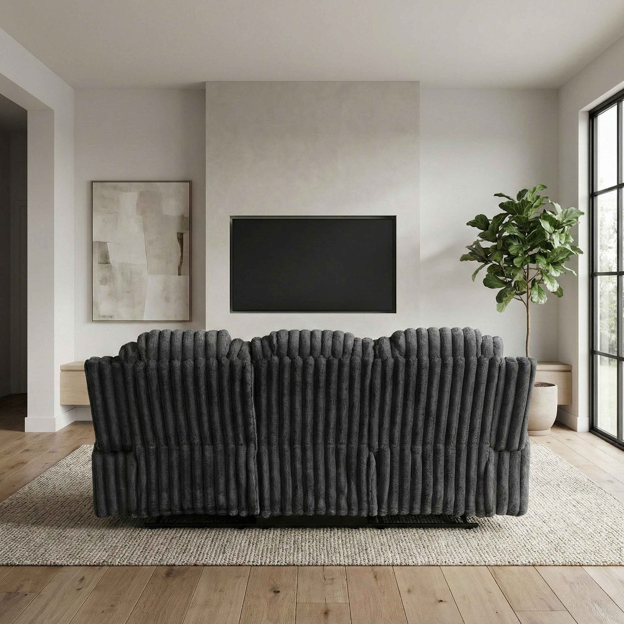 Phyllis Dark Gray Double Reclining Sofa by Homelegance at Eve Furniture