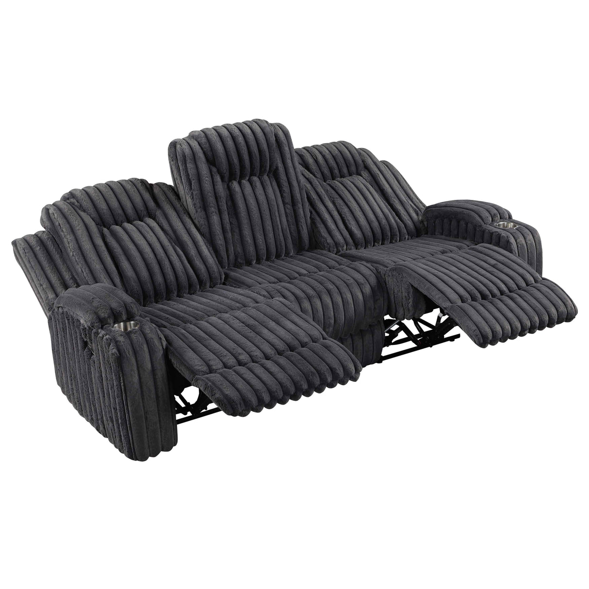 Phyllis Dark Gray Double Reclining Sofa by Homelegance at Eve Furniture