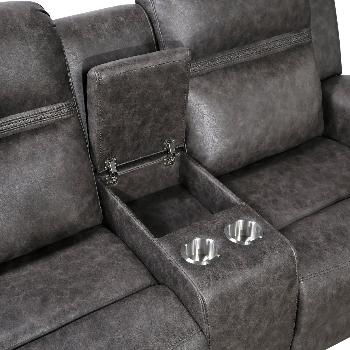 Phyllis Dark Gray Reclining Chair with Cup Holders by Homelegance at Eve Furniture