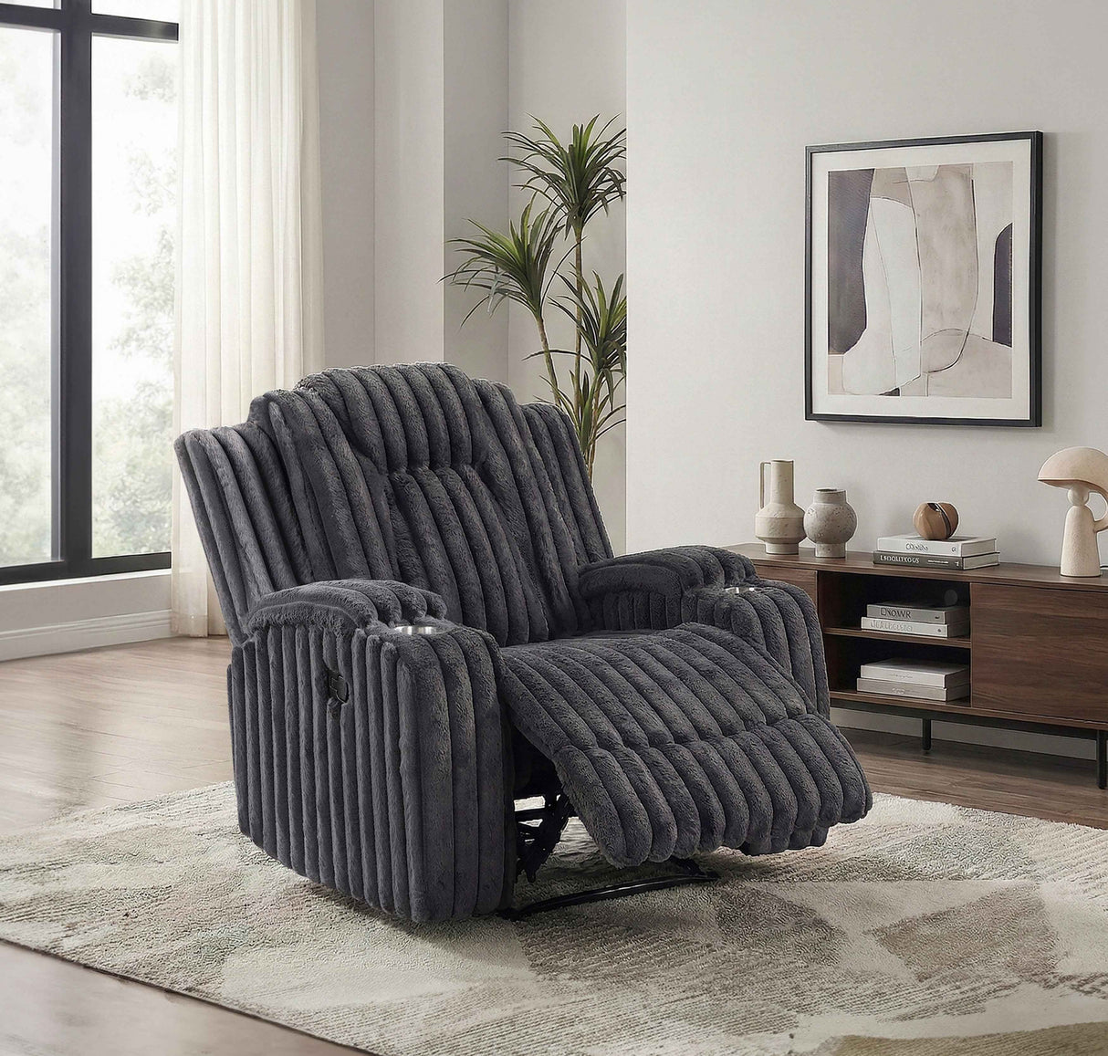 Phyllis Dark Gray Reclining Living Room Set by Homelegance at Eve Furniture