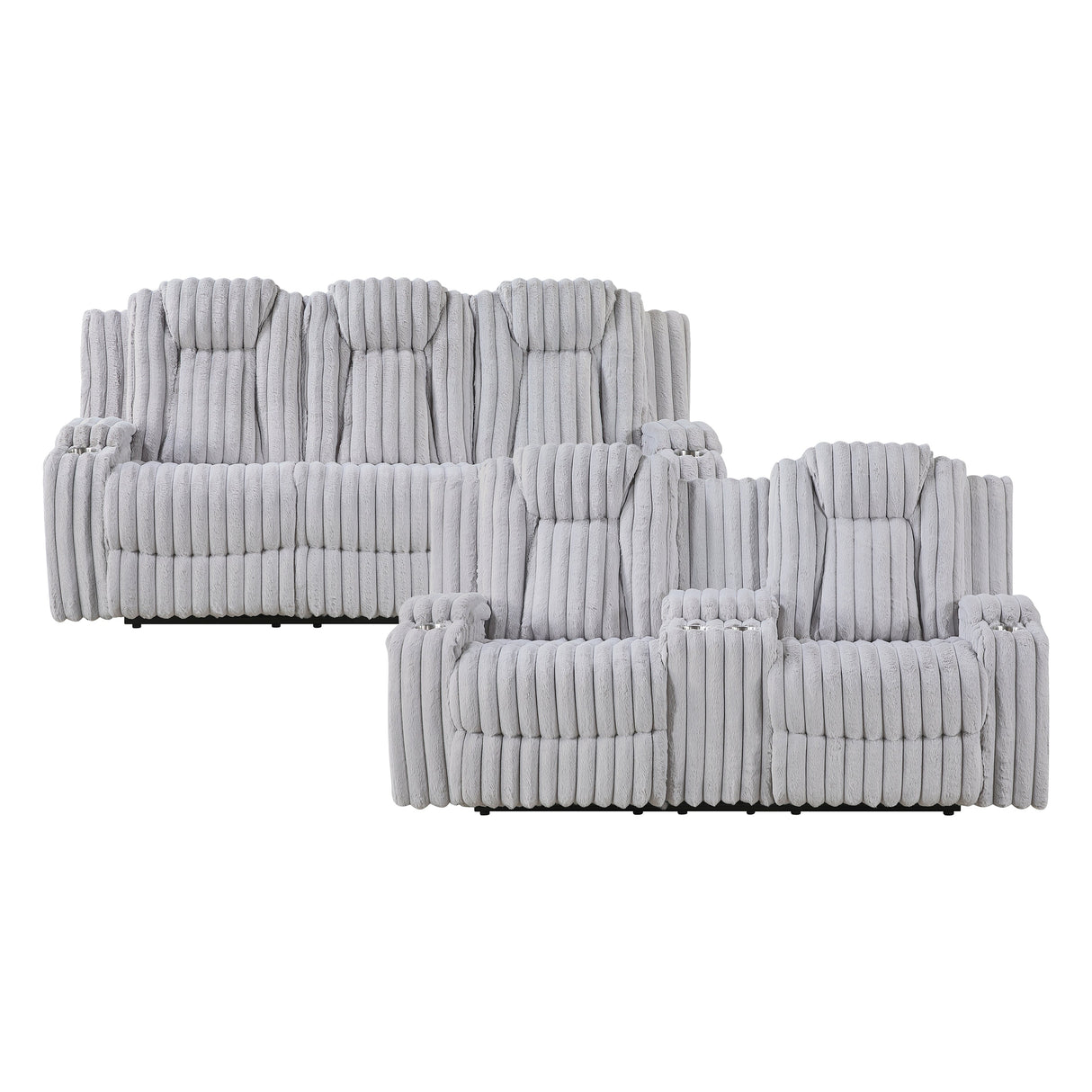 Phyllis Light Gray 2-Piece Reclining Living Room Set by Homelegance at Eve Furniture