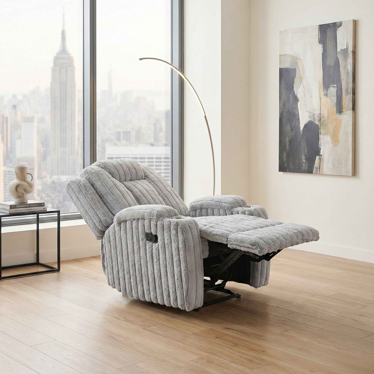 Phyllis Light Gray Reclining Chair by Homelegance at Eve Furniture