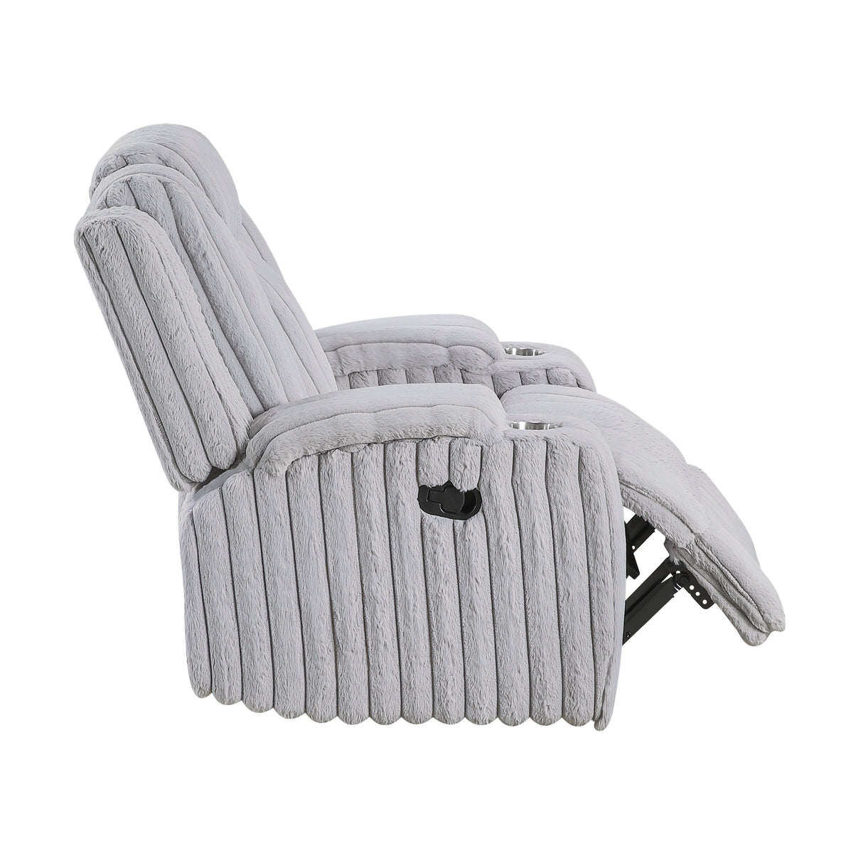 Phyllis Light Gray Reclining Chair with Cup Holders by Homelegance at Eve Furniture