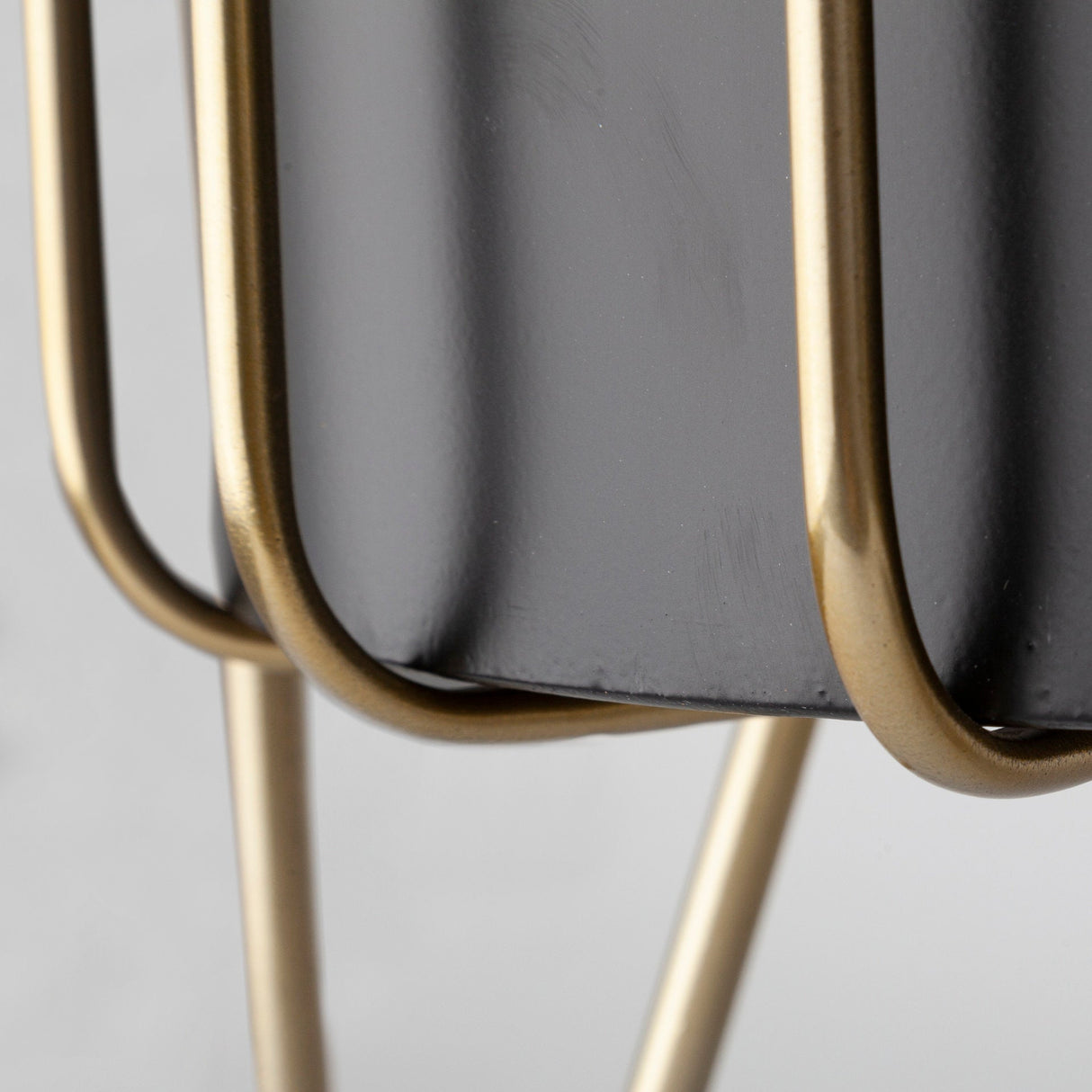 Pianta 13 x 21 Set of Two Black Metal Insert Brass Frame Plant Stands by Mercana at Eve Furniture