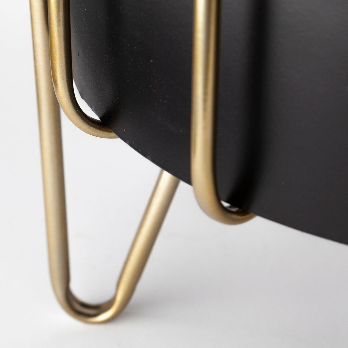 Pianta 13 x 21 Set of Two Black Metal Insert Brass Frame Plant Stands by Mercana at Eve Furniture