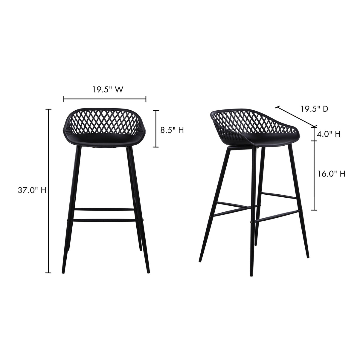Piazza Black Outdoor Barstool (Set of 2) by MOES at Eve Furniture