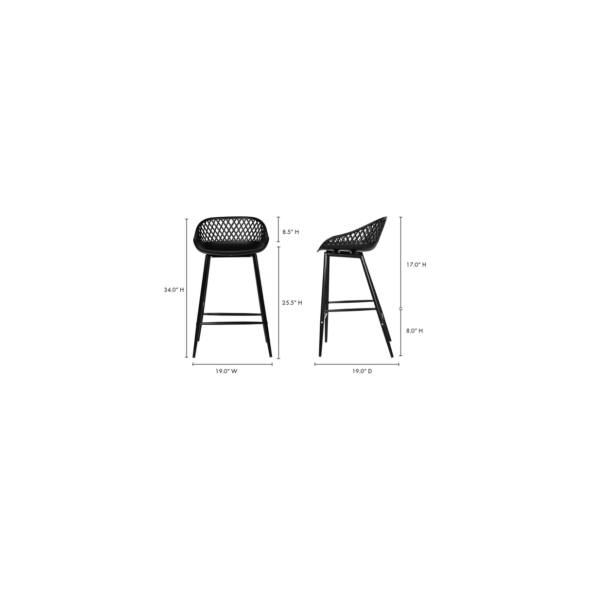 Piazza Black Outdoor Counter Stool (Set of 2) by MOES at Eve Furniture