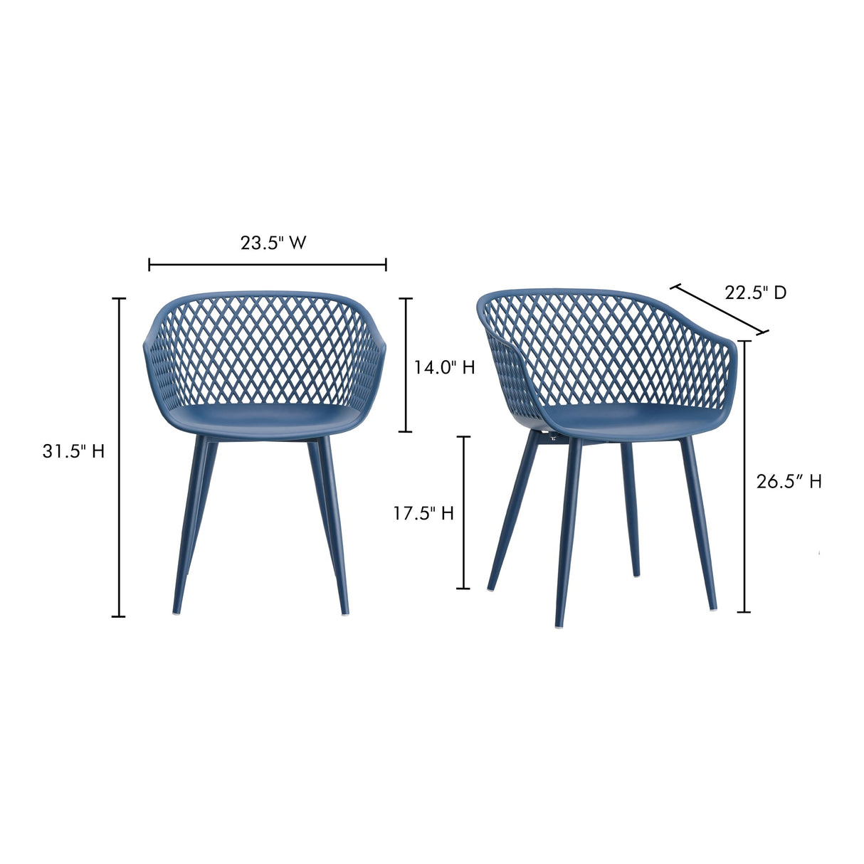 Piazza Blue Outdoor Chair (Set of 2) by Moe's Home at Eve Furniture