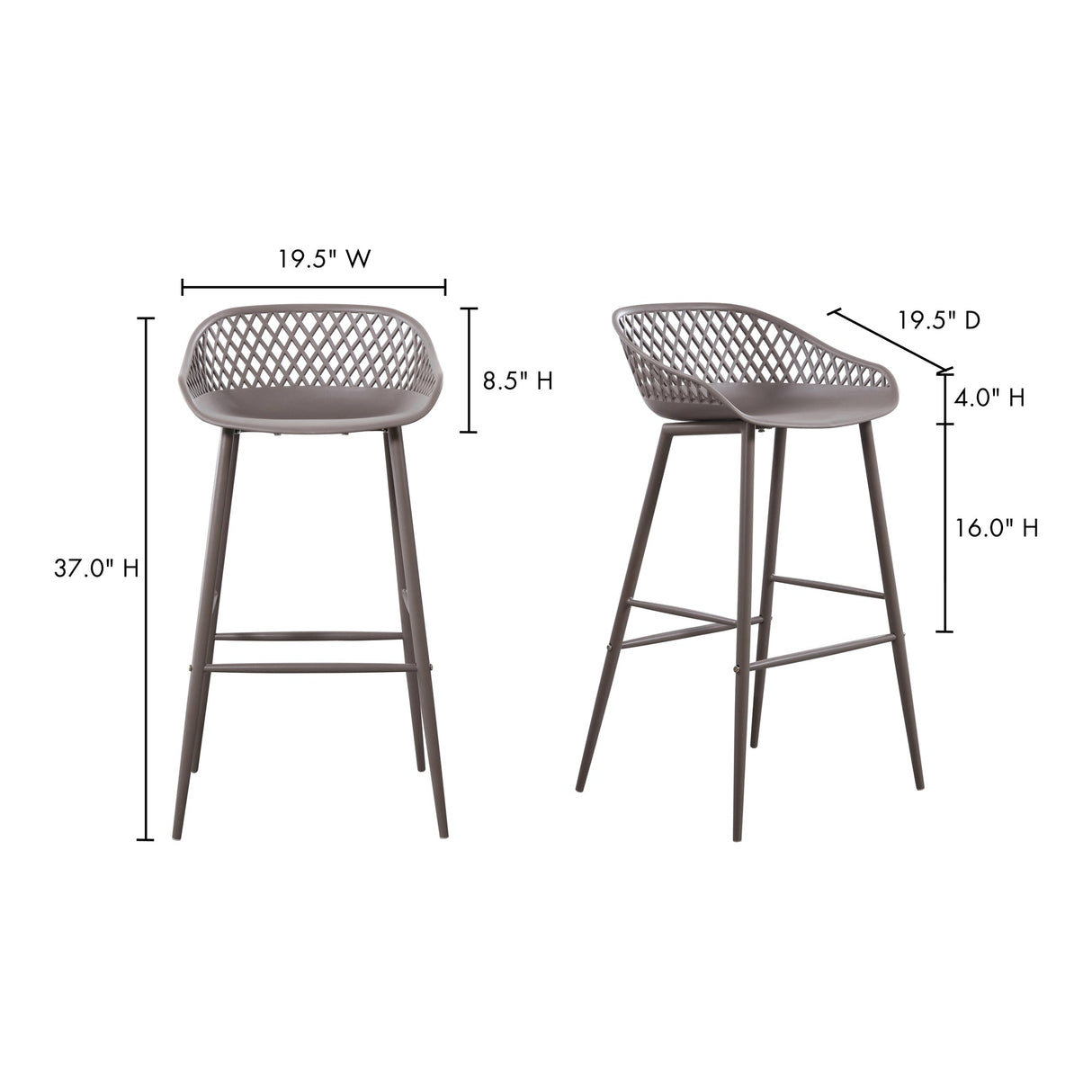 Piazza Grey Outdoor Barstool (Set of 2) by Moe's Home at Eve Furniture
