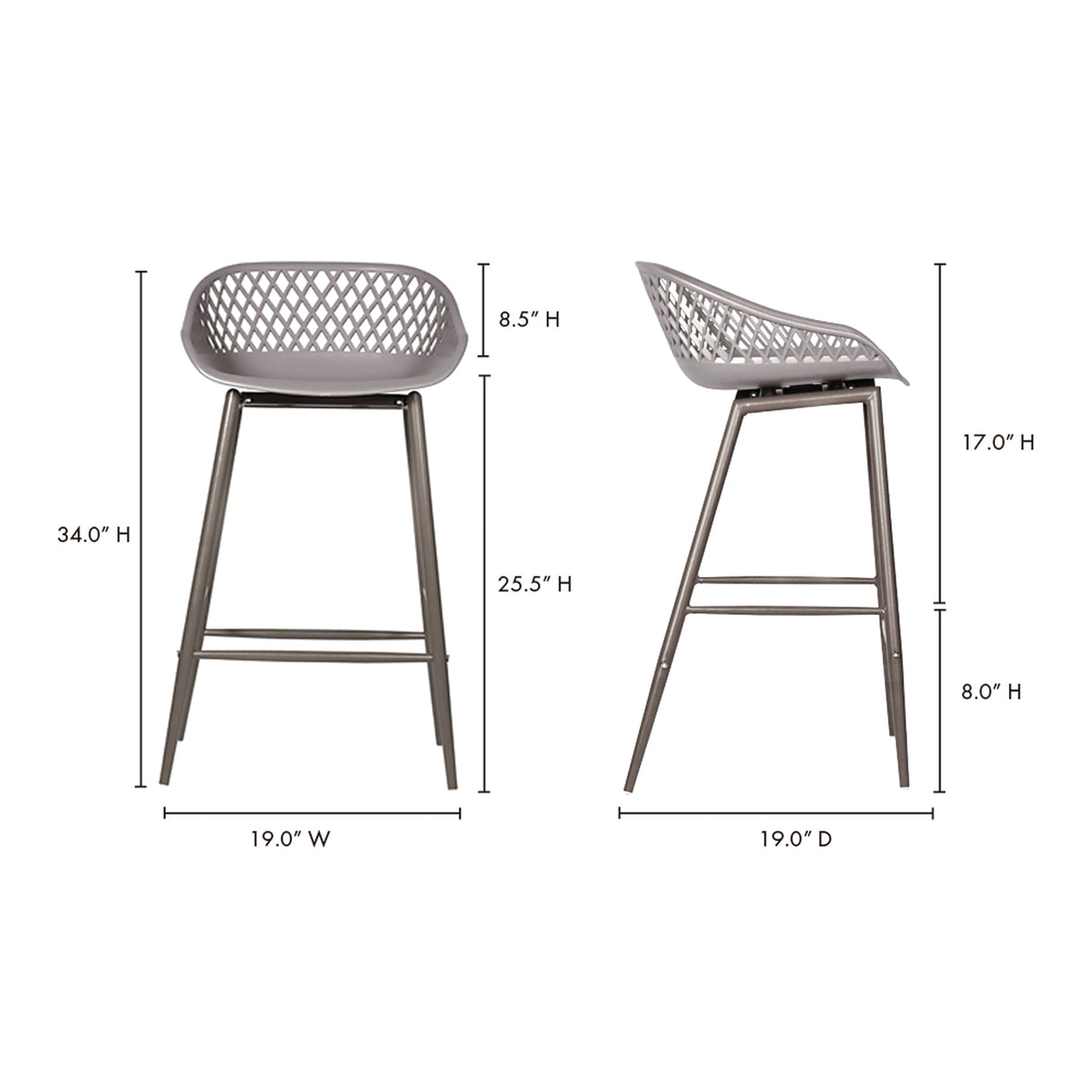 Piazza Grey Outdoor Counter Stool (Set of 2) by MOES at Eve Furniture