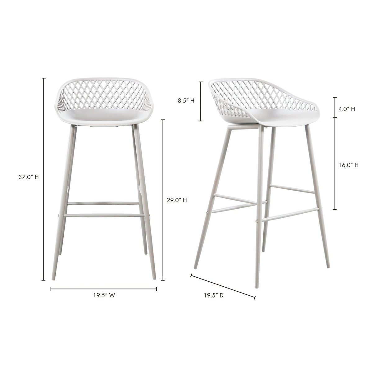 Piazza White Outdoor Barstool (Set of 2) by Moe's Home at Eve Furniture