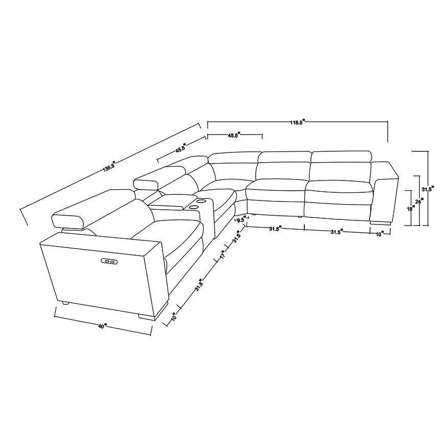 Picasso Beige 6-Piece 2 Power Reclining Sectional by New Era Innovations at Eve Furniture