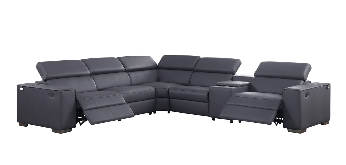 Picasso Dark Grey 6-Piece 2 Power Reclining Sectional by New Era Innovations at Eve Furniture
