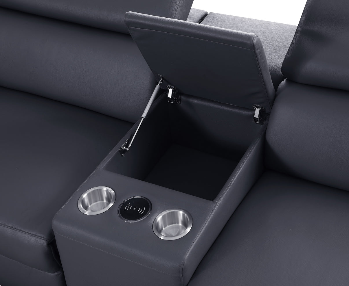 Picasso Dark Grey 7-Piece 3 Power Reclining Sectional by New Era Innovations at Eve Furniture