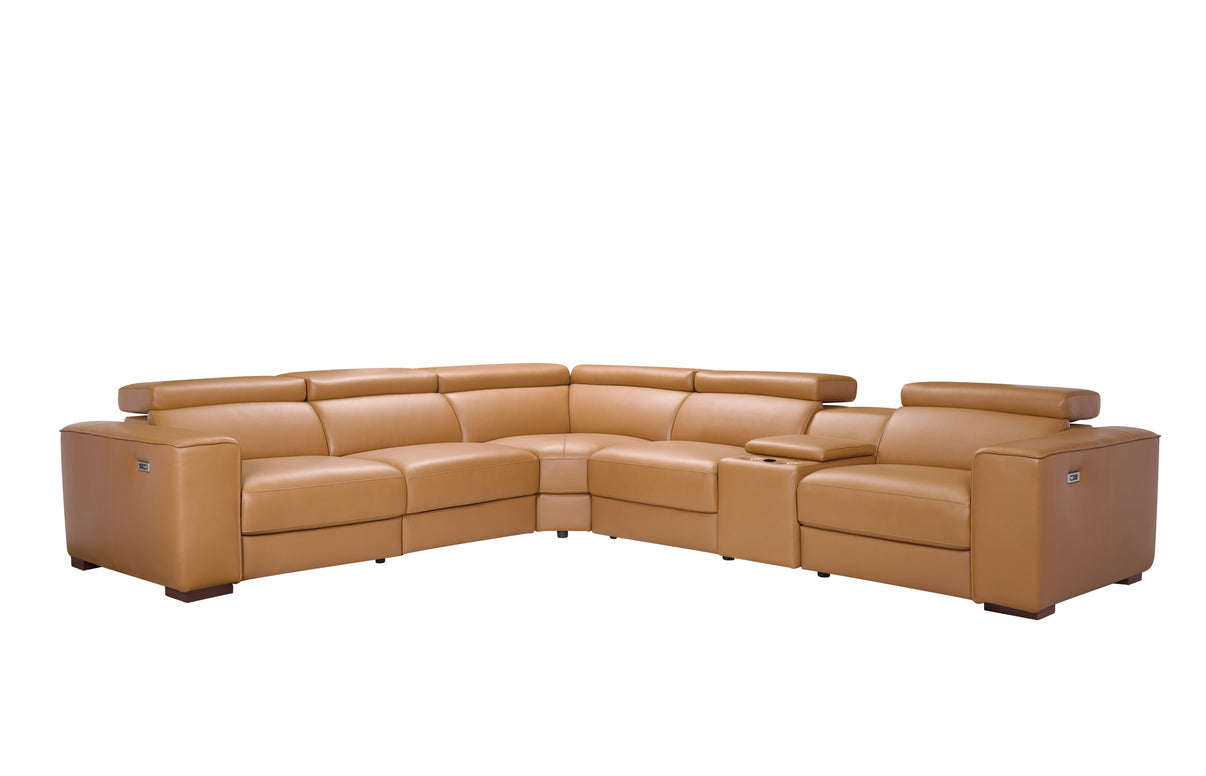 Picasso II Caramel 6-Piece 2 Power Reclining Sectional by New Era Innovations at Eve Furniture