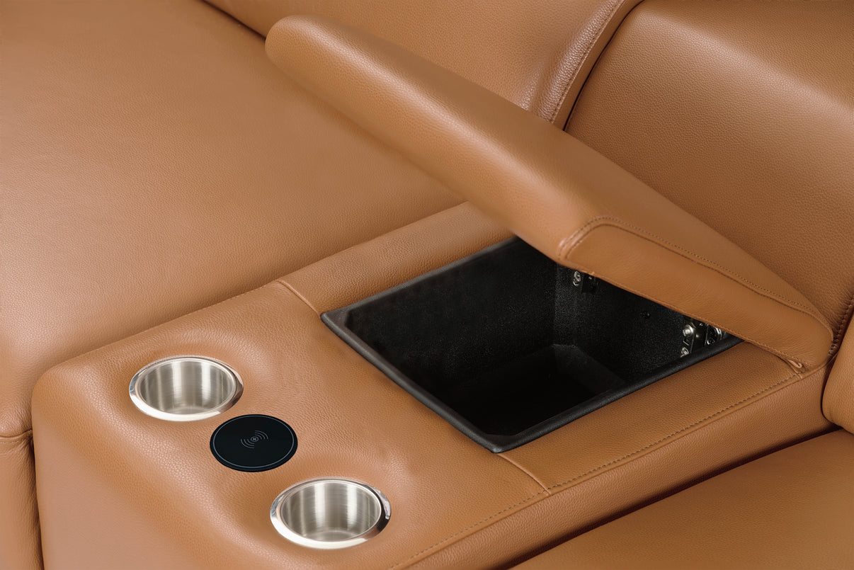 Picasso II Caramel 7-Piece 3 Power Reclining Sectional by New Era Innovations at Eve Furniture