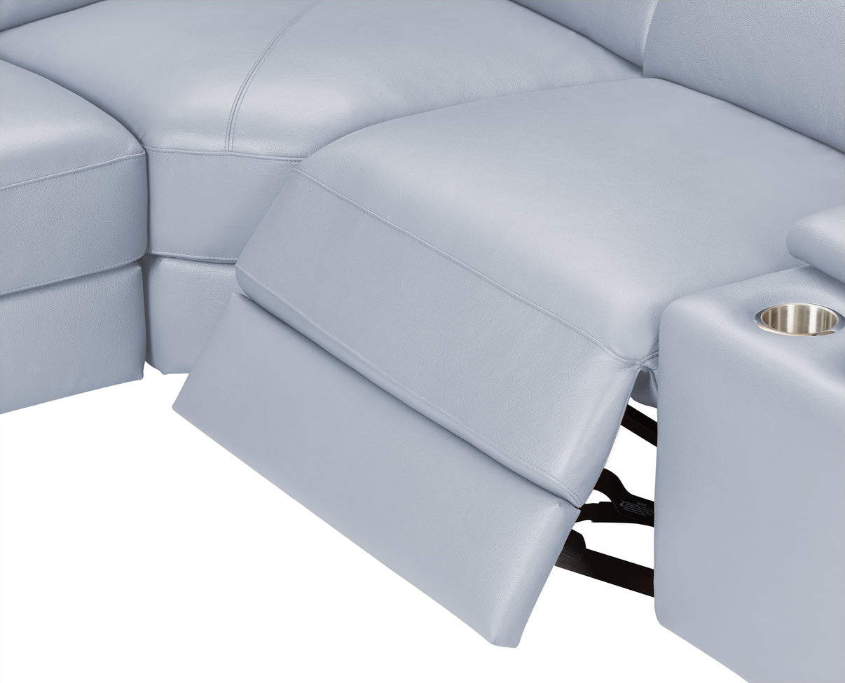 Picasso II Light Blue 6-Piece 2 Power Reclining Sectional by New Era Innovations at Eve Furniture