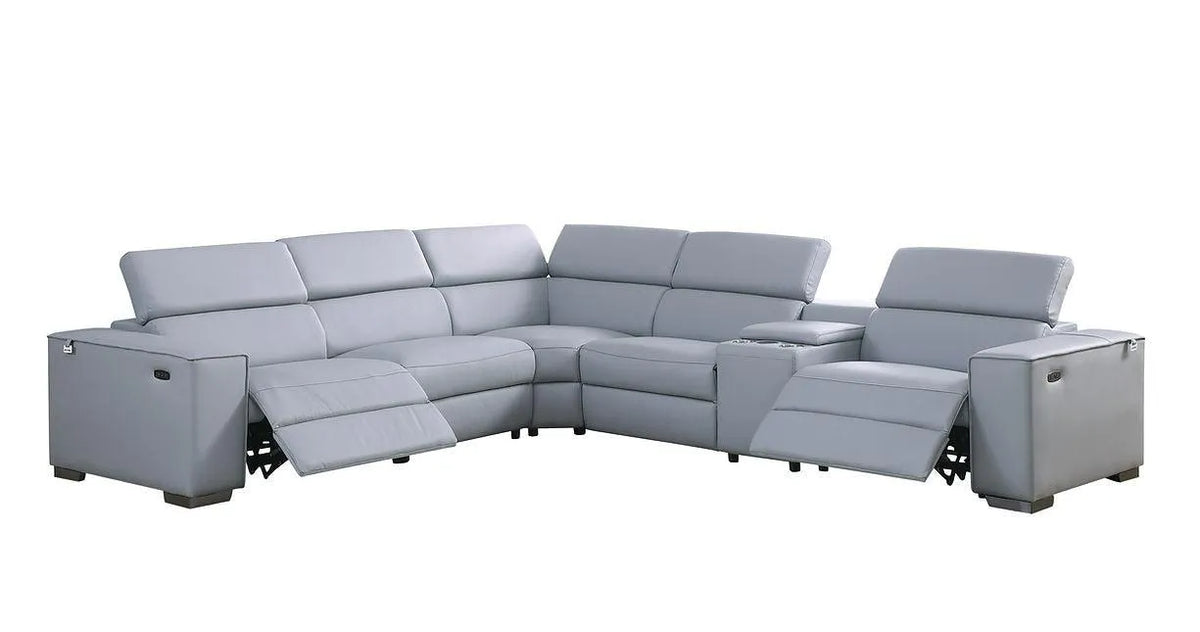 Picasso Light Blue 6-Piece 2-Power Reclining Sectional by New Era Innovations at Eve Furniture