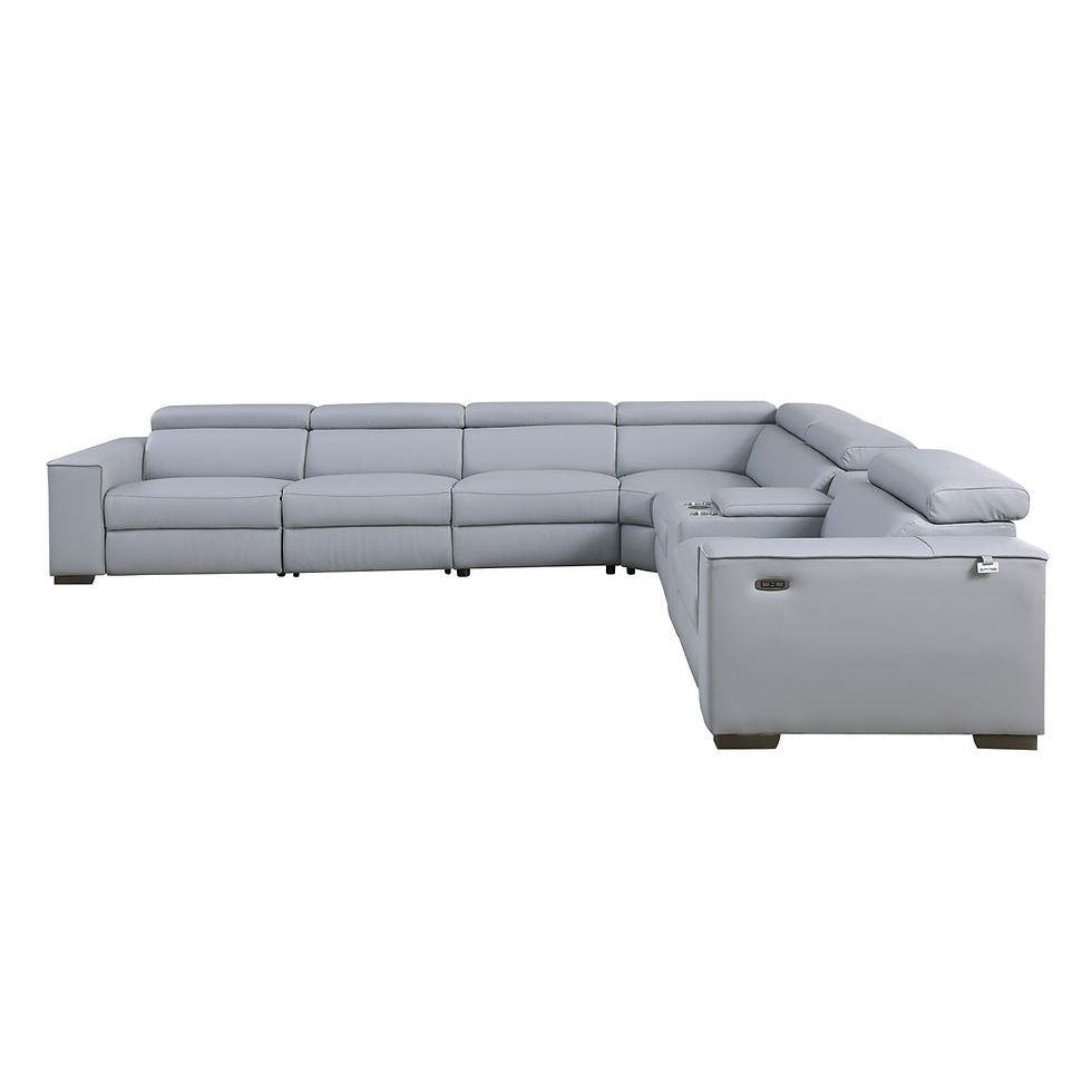 Picasso Light Blue 7-Piece 3-Power Reclining Sectional by New Era Innovations at Eve Furniture