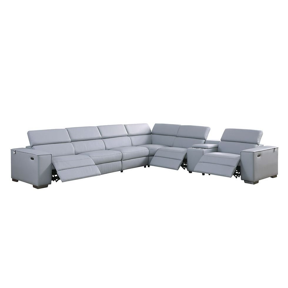Picasso Light Blue 7-Piece 3-Power Reclining Sectional by New Era Innovations at Eve Furniture