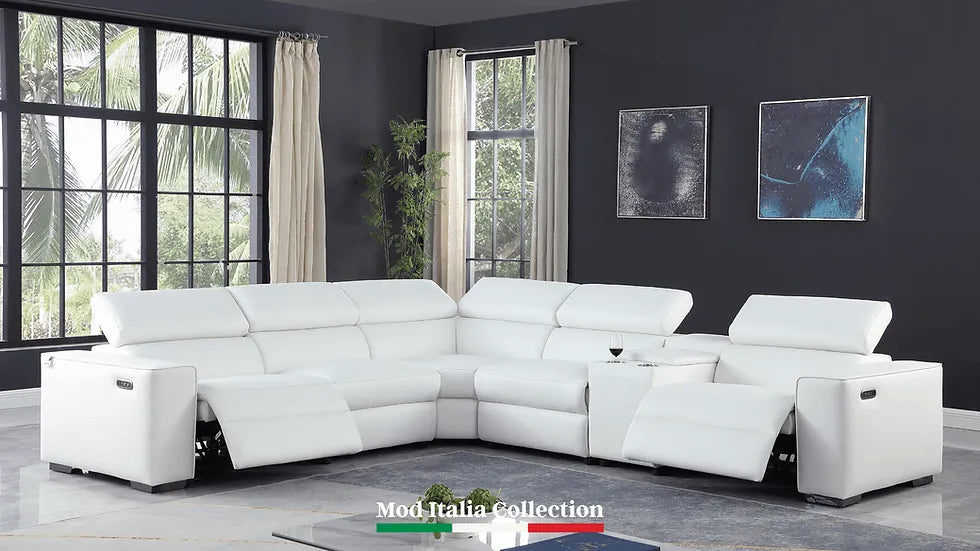 Picasso White 6 Piece 2 Power Sectional Sectional by New Era Innovations at Eve Furniture