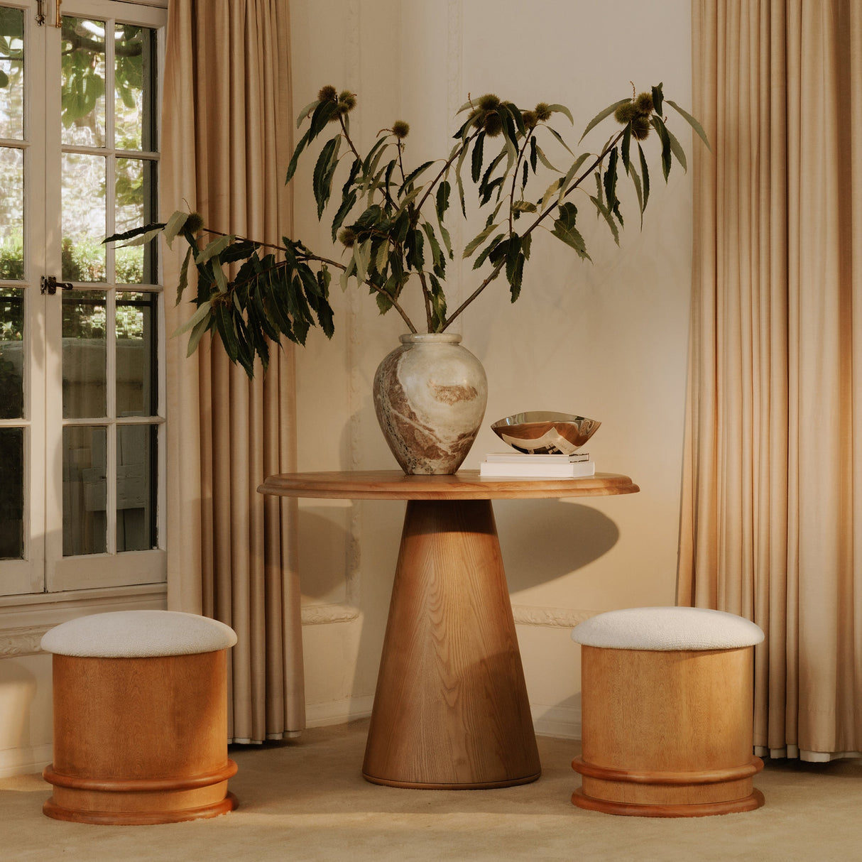 Piccolo Flecked Oatmeal/Brown Storage Stool by Moe's Home at Eve Furniture