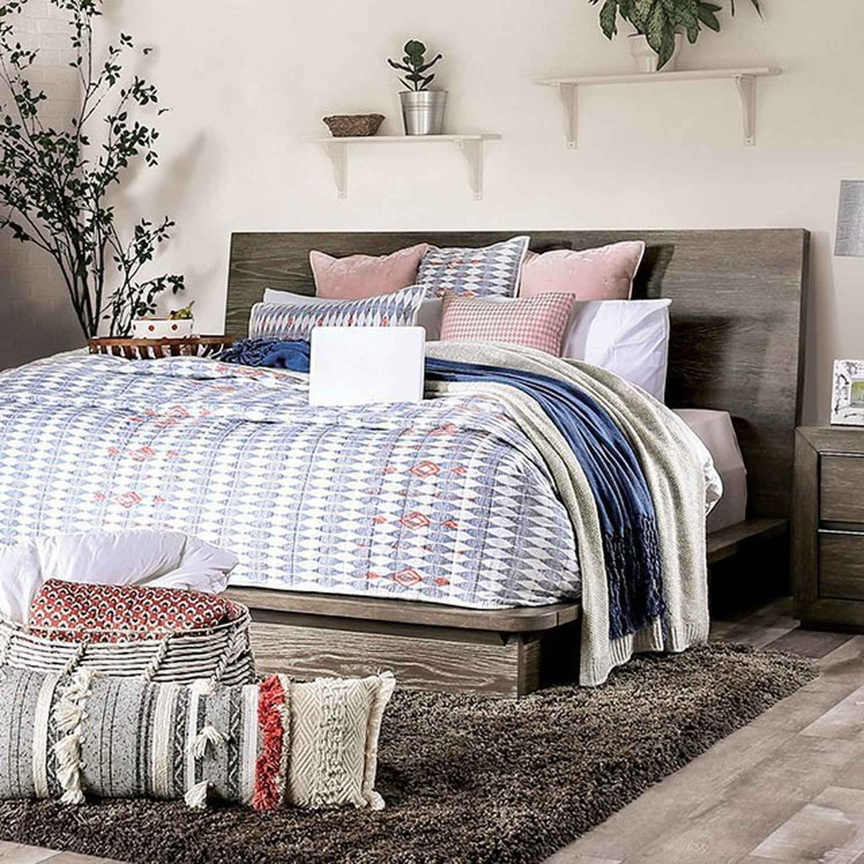 Pickstown Light Walnut Queen Bed by Furniture of America at Eve Furniture